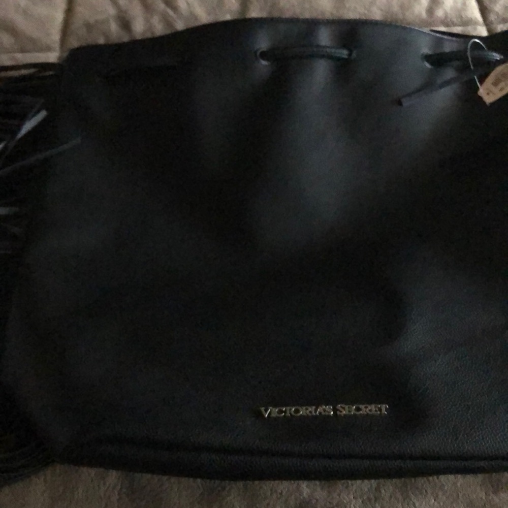 Victoria’s Secret black backpack with fringe